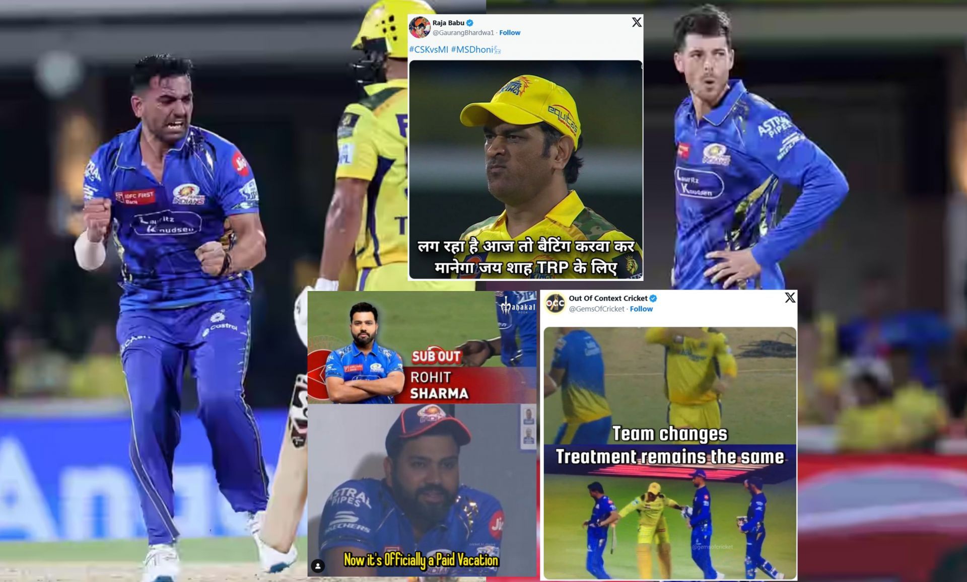 Top 10 funny memes from the latest IPL match. (Images: Bcci.tv, X - @GemsOfCricket, @GaurangBhardwa1, Instagram - cricket_ki_diwani)