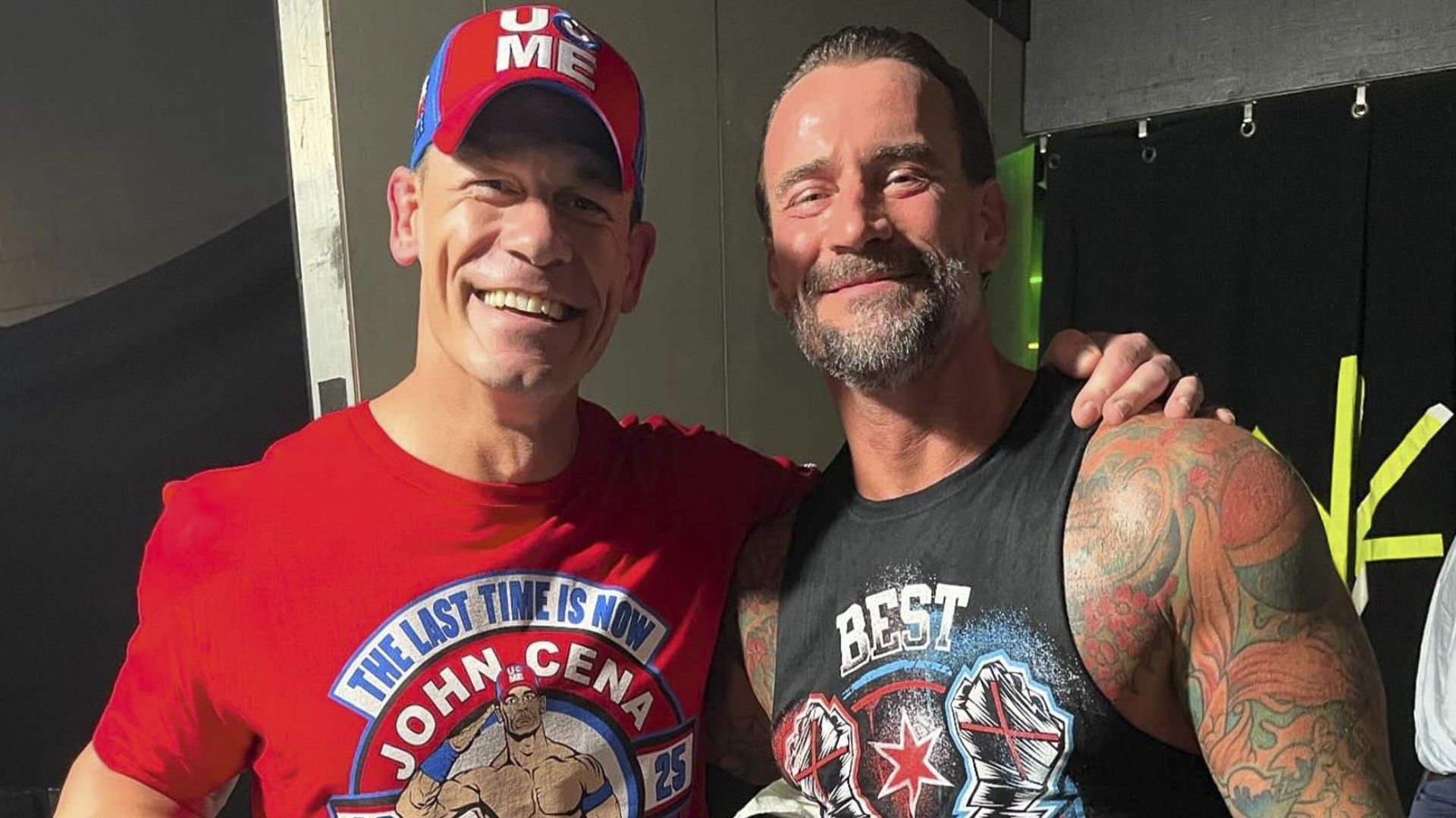 John Cena and CM Punk backstage at WWE Money In the Bank