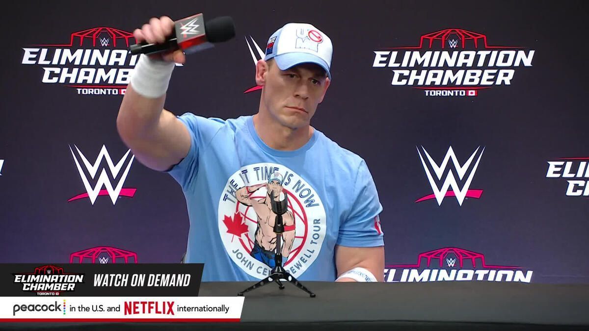 John Cena at the Elimination Chamber post-show press conference (Picture courtesy: WWE.com)