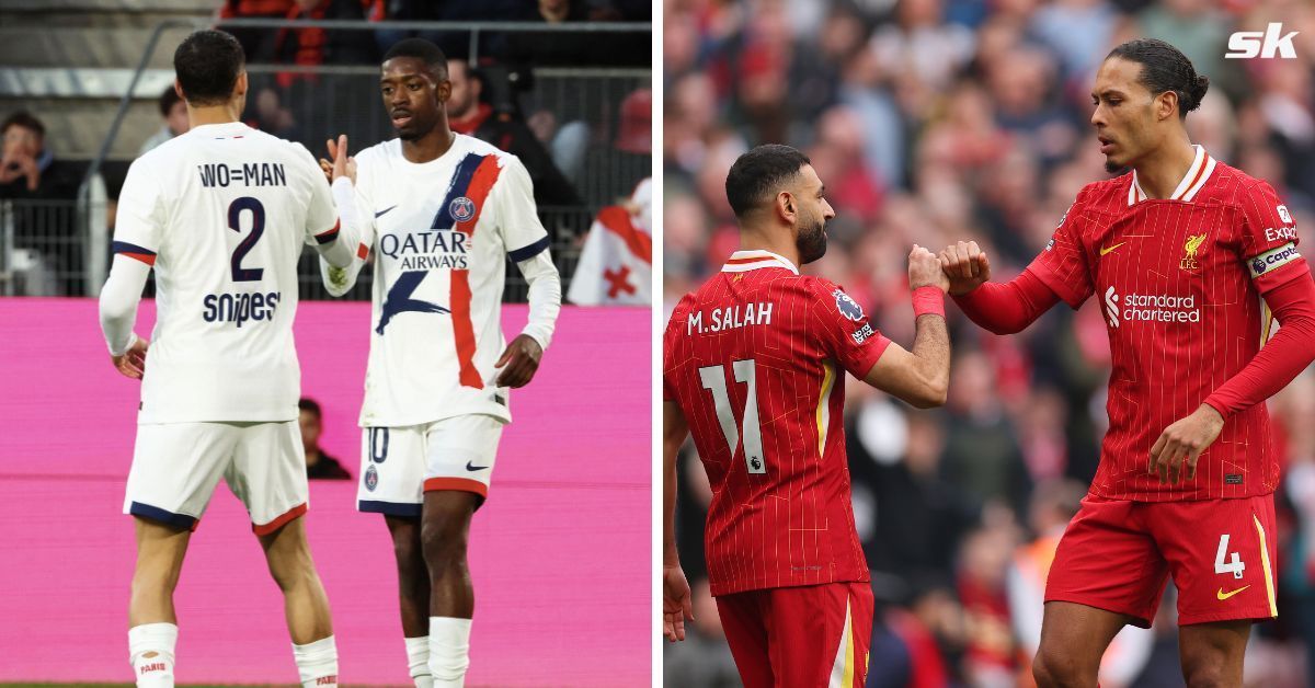 PSG (left) take on Liverpool in the Champions League Round of 16 on Tuesday.