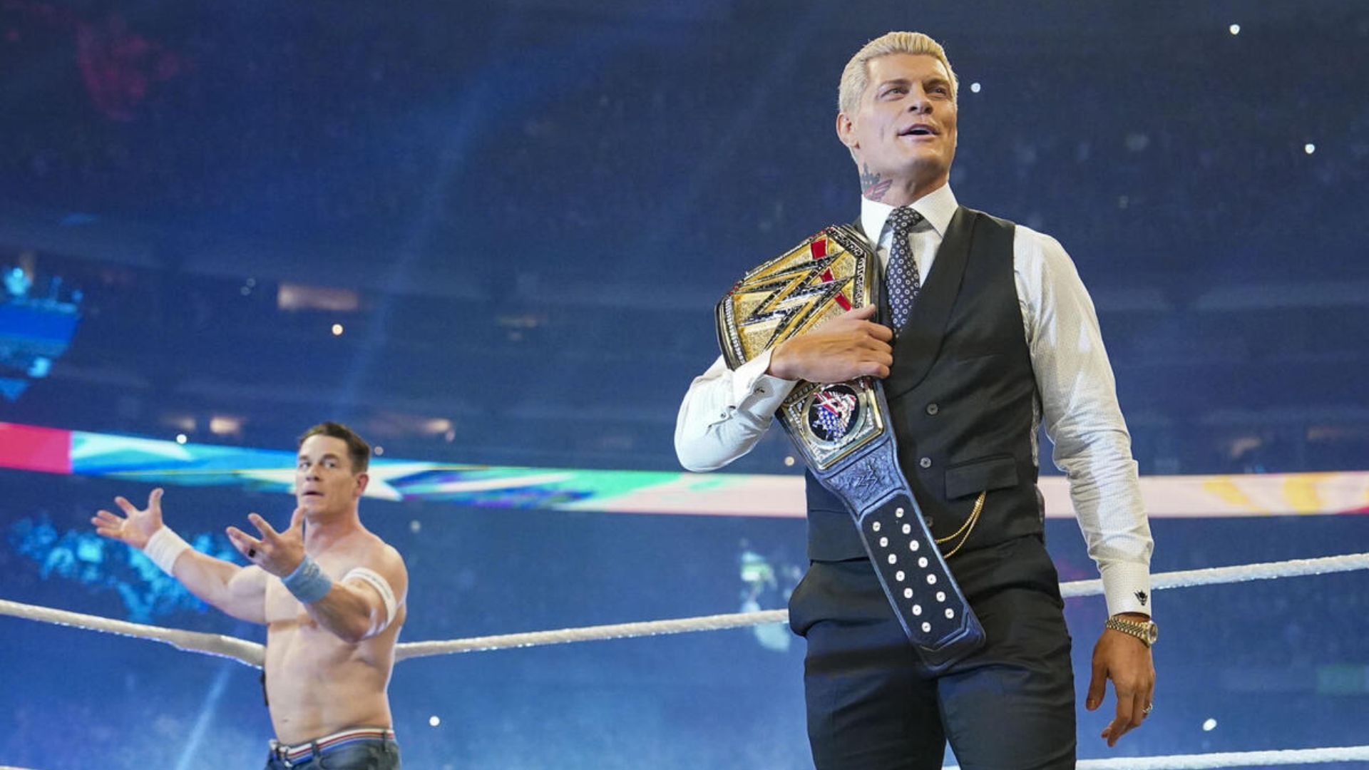 Cody Rhodes and John Cena at the Elimination Chamber [Image: WWE.com]