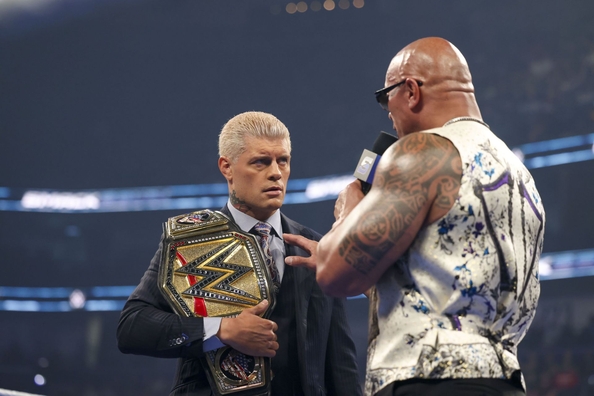 The Rock and Cody Rhodes on SmackDown - Source: Getty