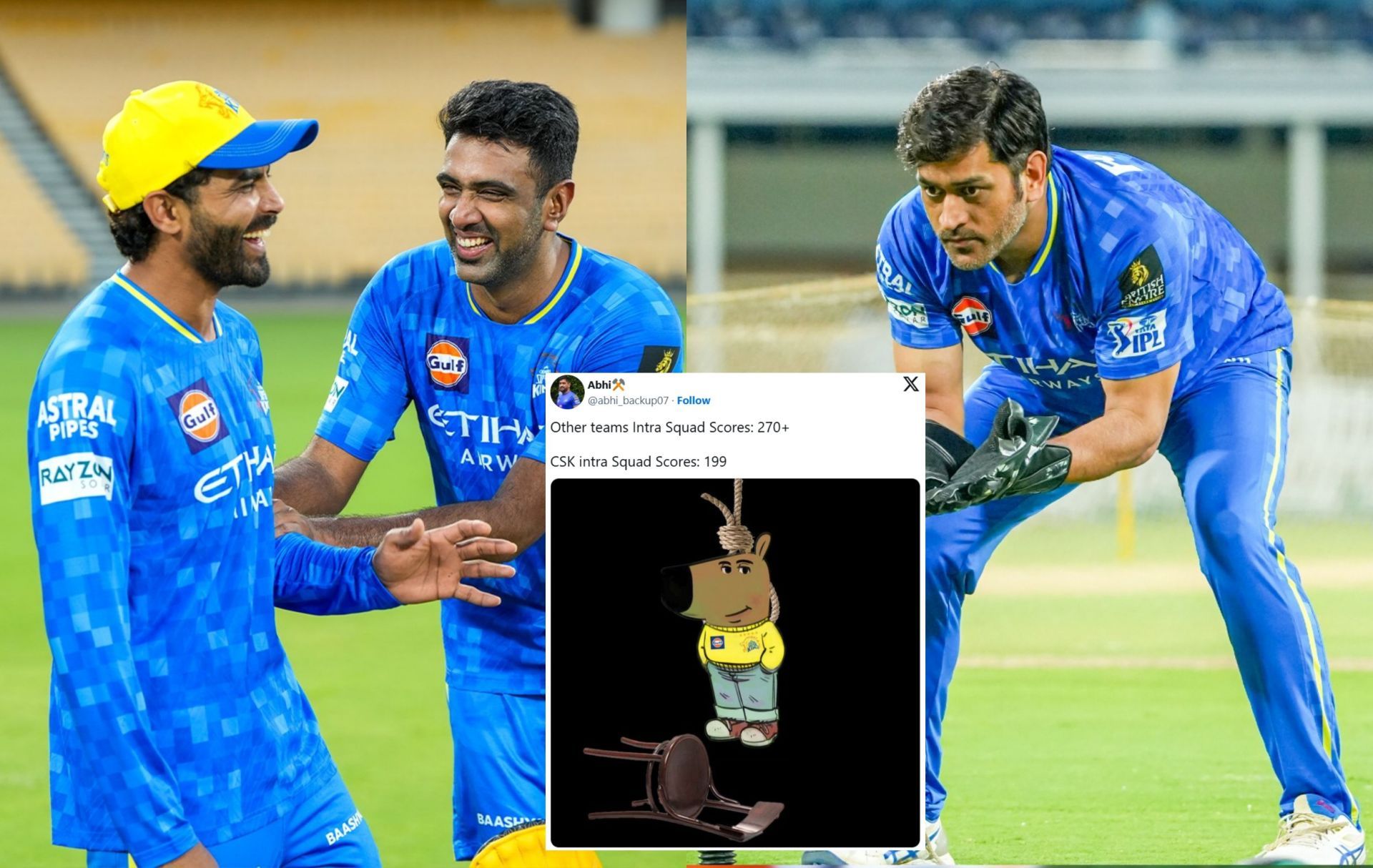 Fans share memes about CSK ahead of IPL 2025. (Images: X - CSK, @abhi_backup07)