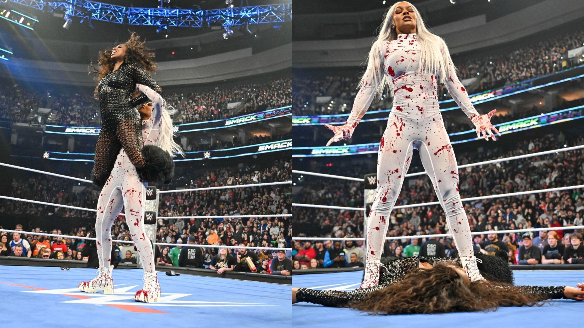 Jade Cargill attacked Naomi on WWE SmackDown (Images via WWE.com)