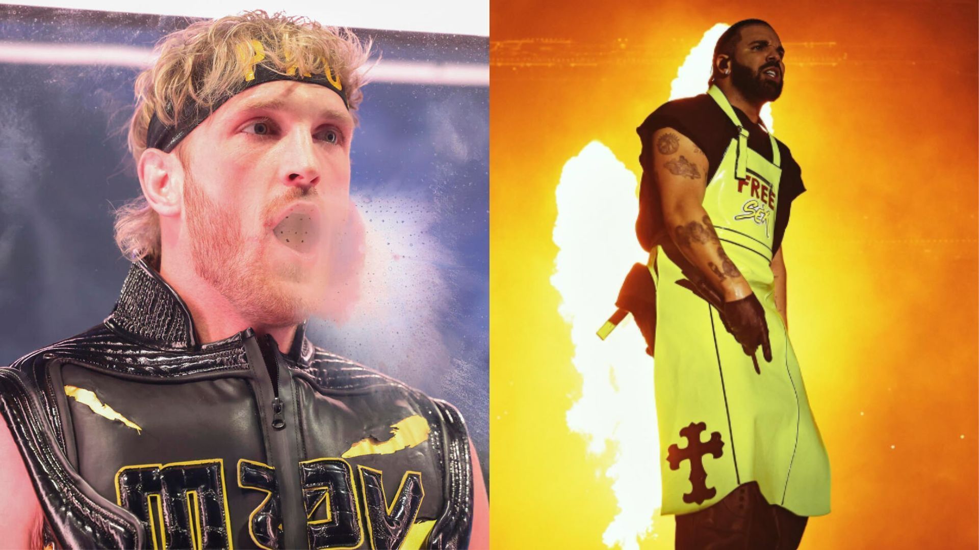 Logan Paul (left), Drake (right) (Image Credits: WWE.com and champagnepapi on Instagram)