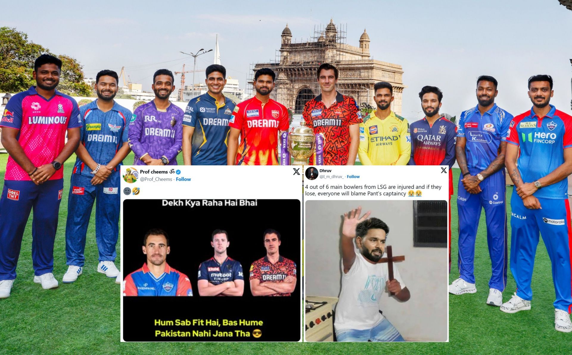 Fans react ahead of the IPL 2025. (Images: X - IPL, @I_m_dhruv_, @Prof_Cheems)