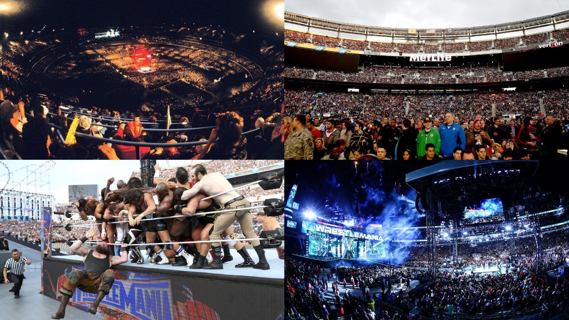 WWE WrestleMania throughout the years (Images via WWE.com).