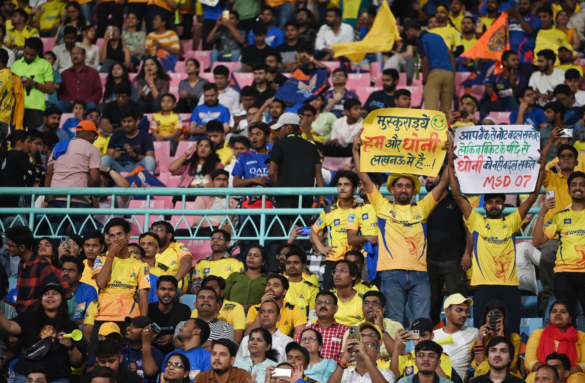 Excited Cricket Fans During LSG VS CSK IPL Match At Atal Bihari Vajpayee Ekana International Cricket Stadium - Source: Getty