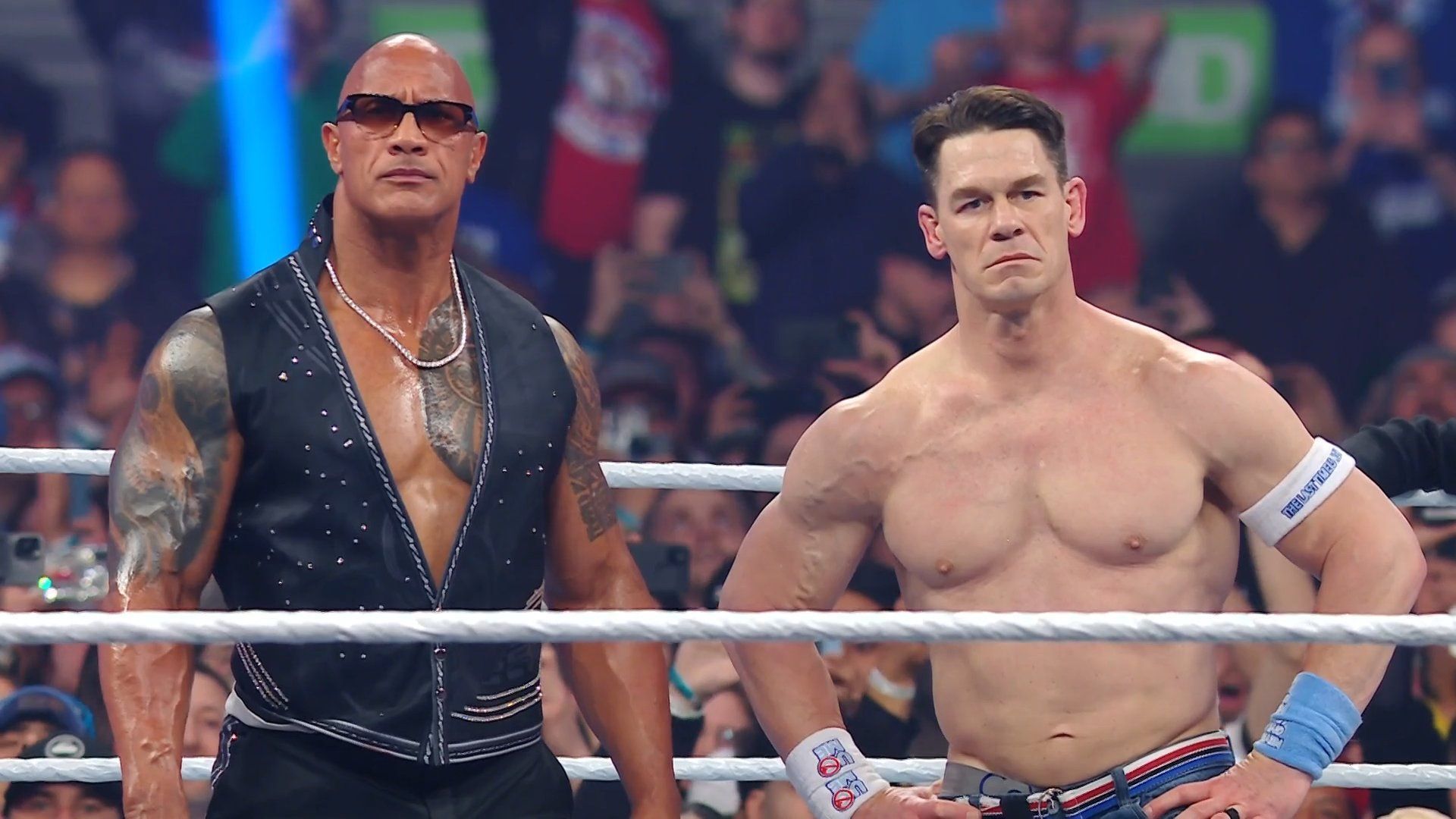 The Rock and John Cena at Elimination Chamber [Image Credits: WWE