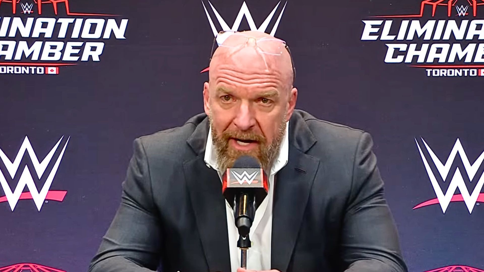 Triple H addressed media outlets after Elimination Chamber [Image: WWE on YouTube]