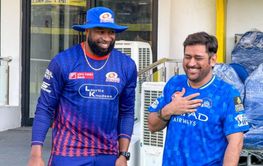 MS Dhoni and Kieron Pollard hug each other and have a fun interaction at Chepauk ahead of CSK vs MI IPL 2025 clash [Watch]