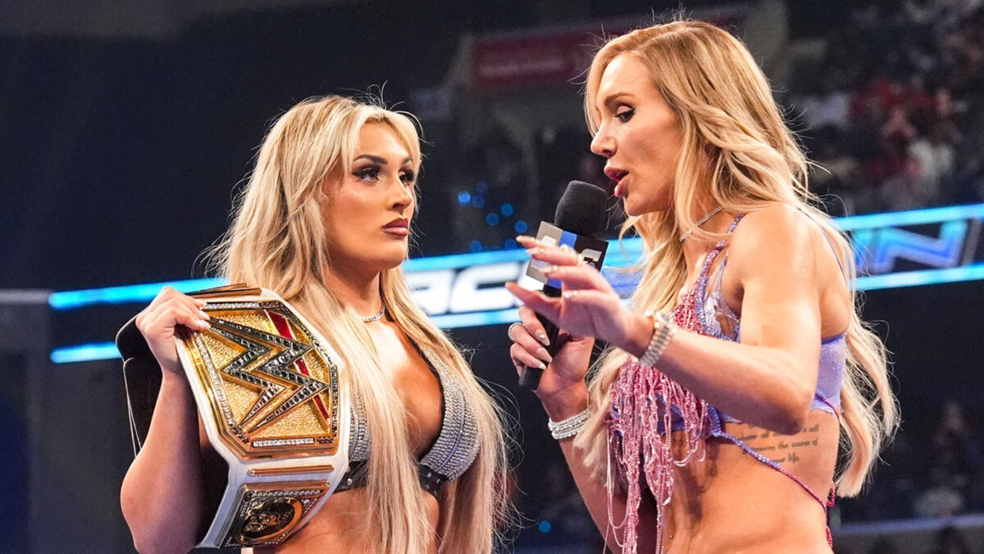 Tiffany Stratton and Charlotte Flair on an episode of SmackDown. [Image from WWE.com]