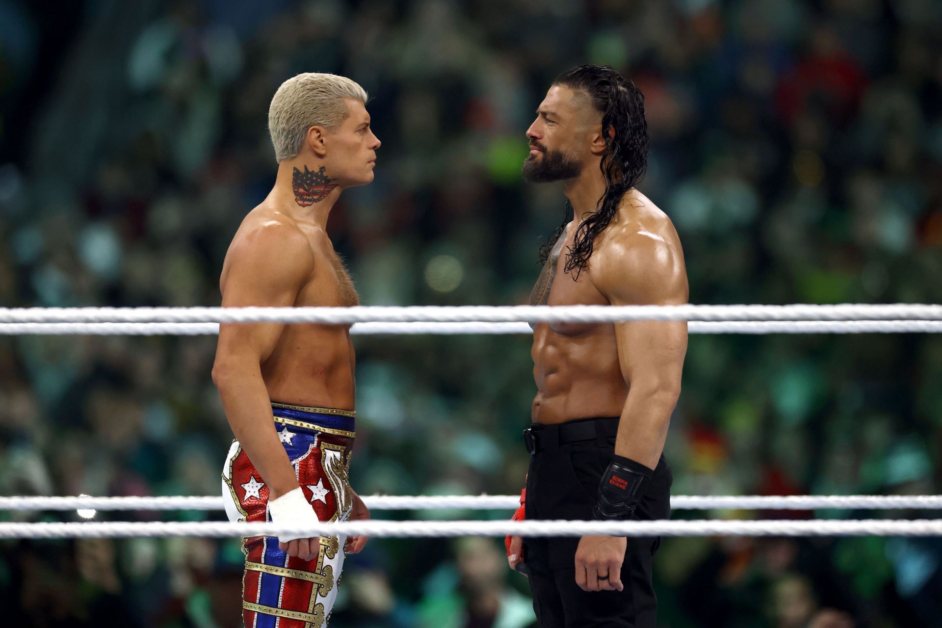 Cody Rhodes and Roman Reigns at WrestleMania 40 - Source: Getty