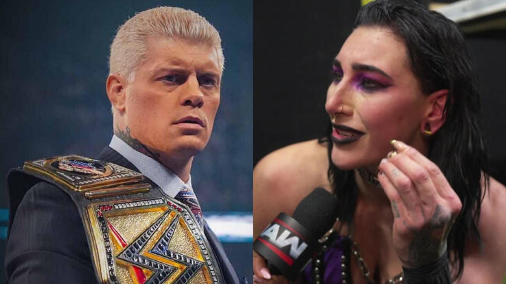 Cody Rhodes; Rhea Ripley (Images via WWE.com)