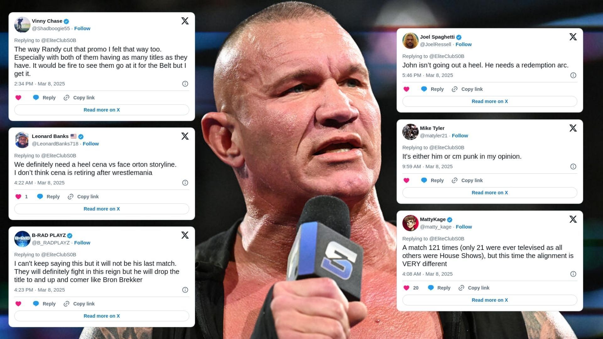 Fans react to Randy Orton facing John Cena following Cena&#039;s heel turn [Images credit:  WWE.com and X/Twitter]