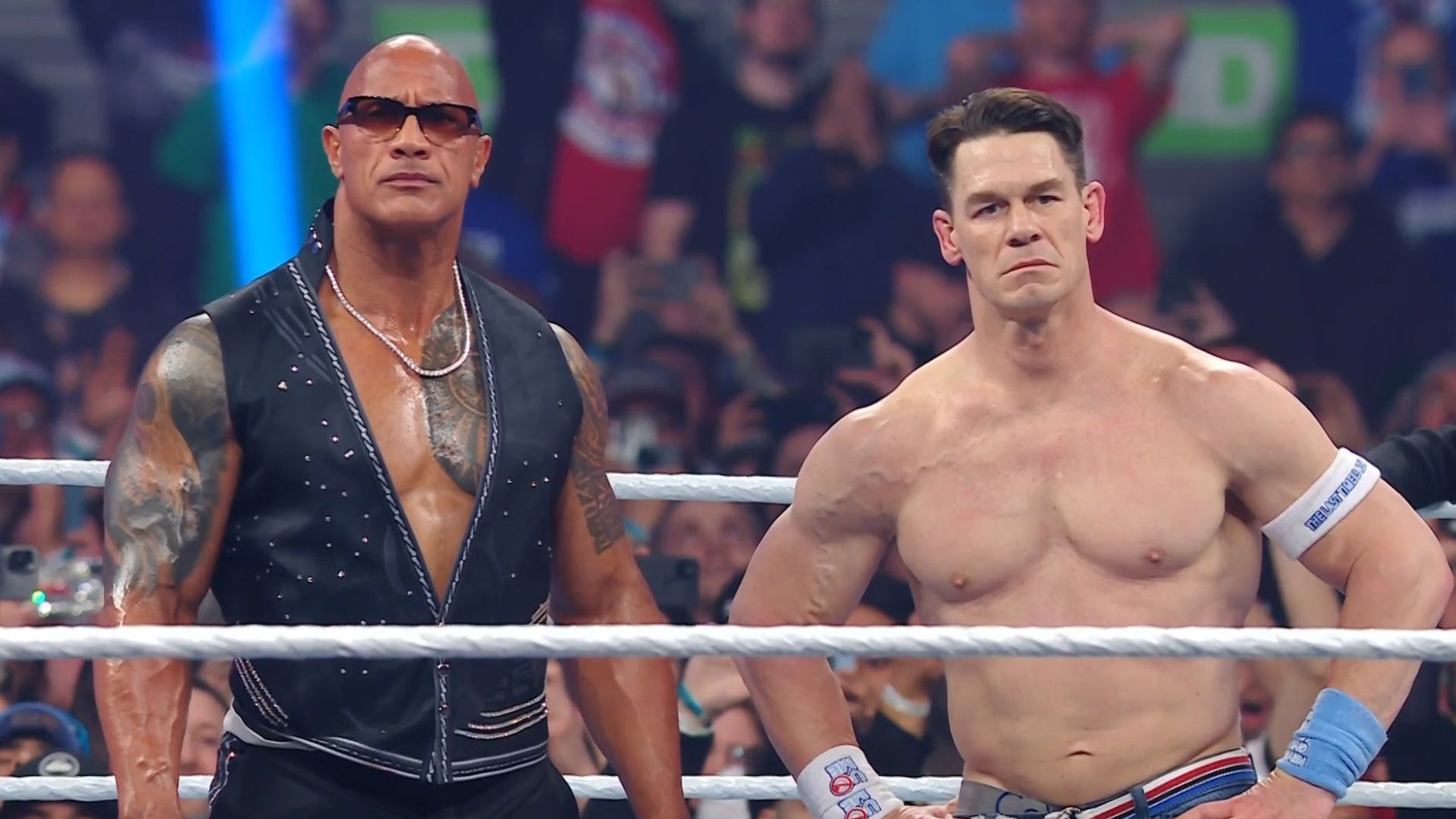 The Rock and John Cena at WWE Elimination Chamber 2025! [Image credit: WWE