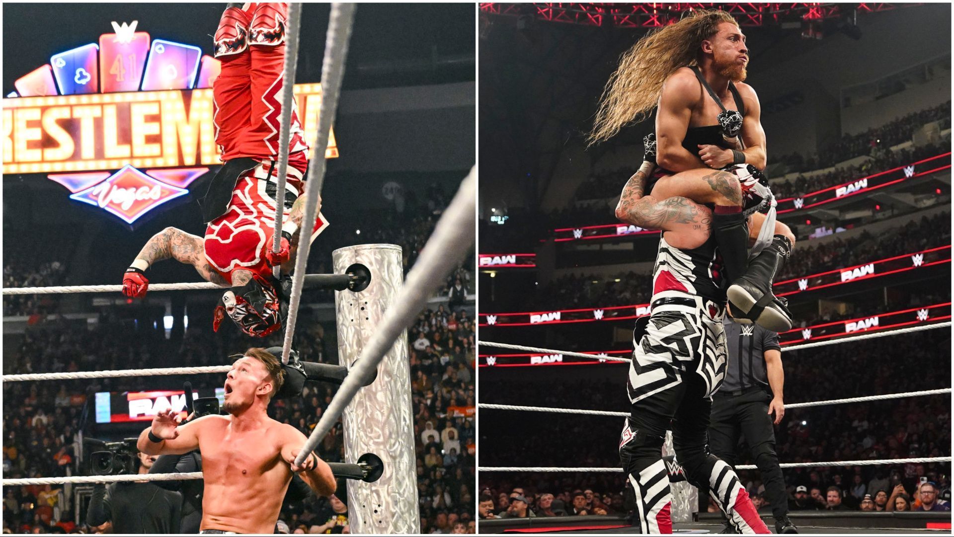 Penta wrestles Ludwig Kaiser and Pete Dunne on WWE RAW