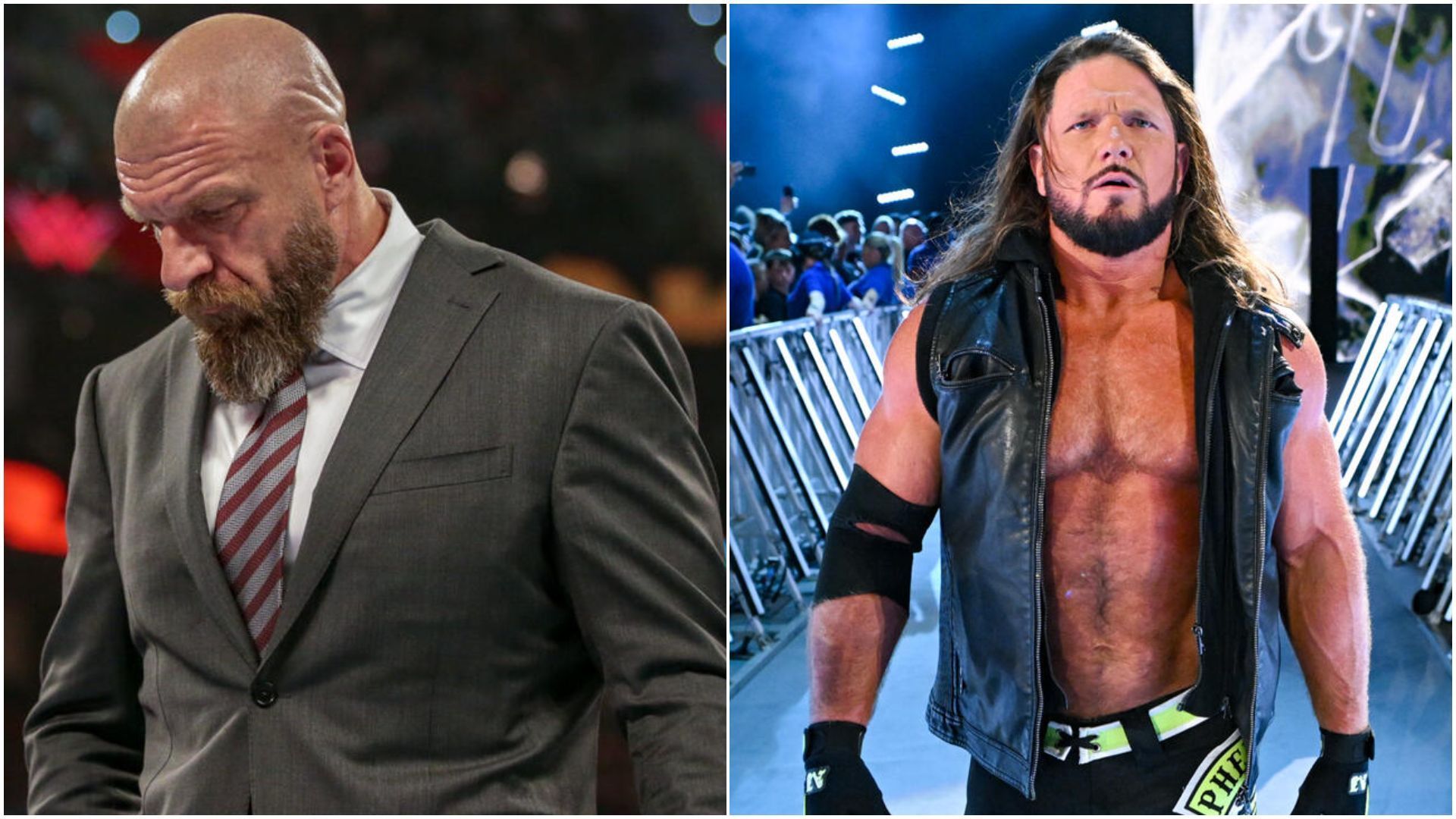 Triple H (left), AJ Styles (right). [Pictures via - WWE.com]