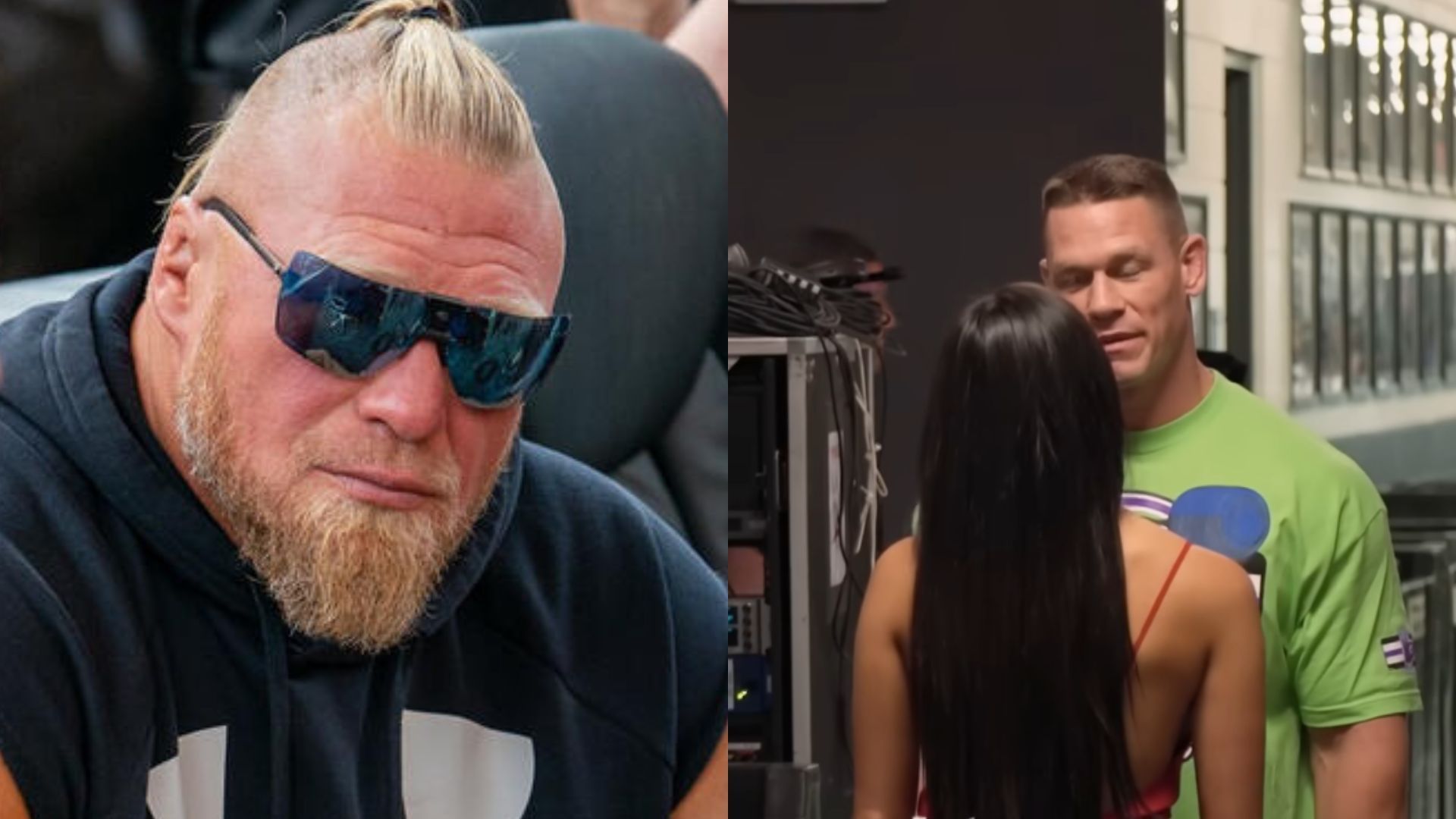 Brock Lesnar, Nikki Bella and John Cena. [Images via WWE