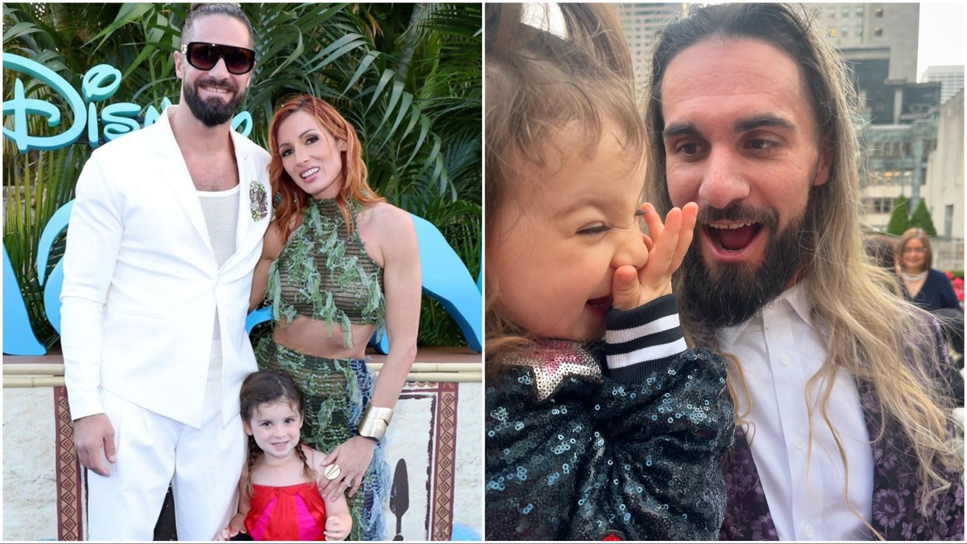 Seth Rollins and Becky Lynch with their daughter