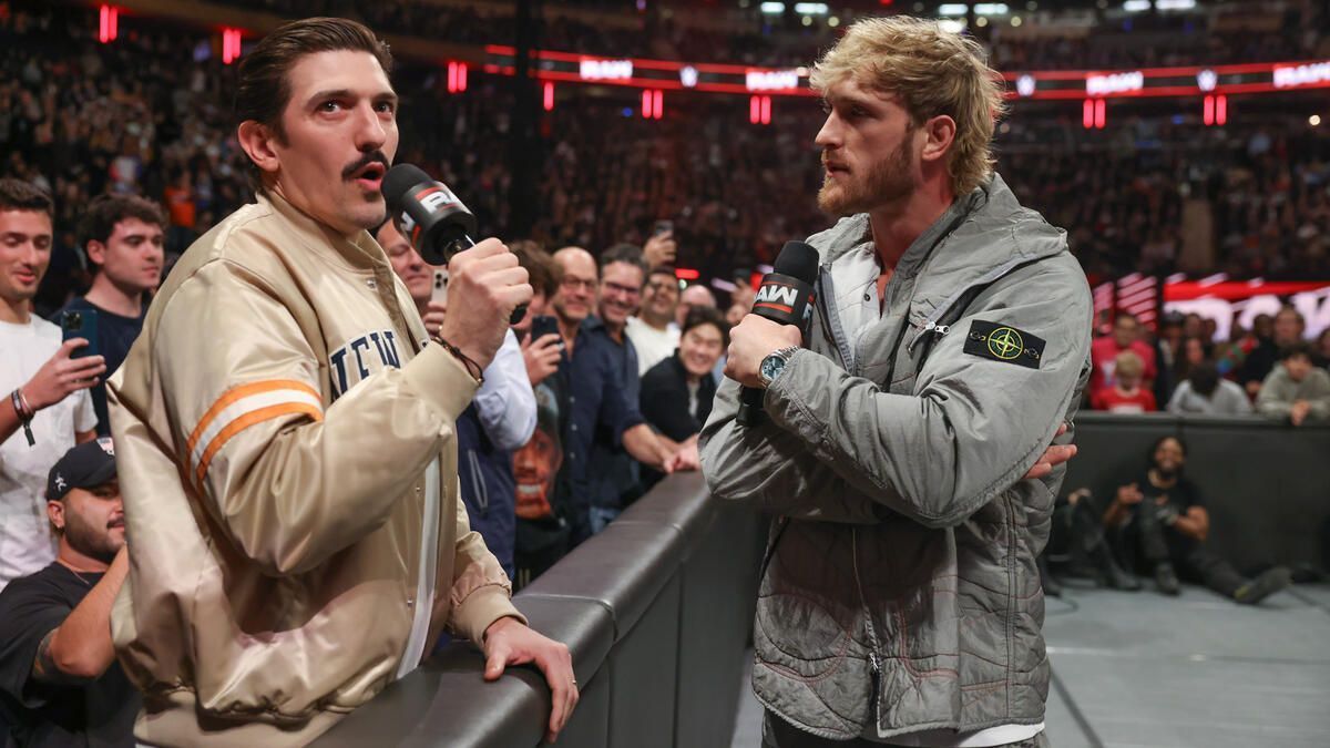 Andrew Schulz and Logan Paul at WWE RAW (Image via WWE.com)