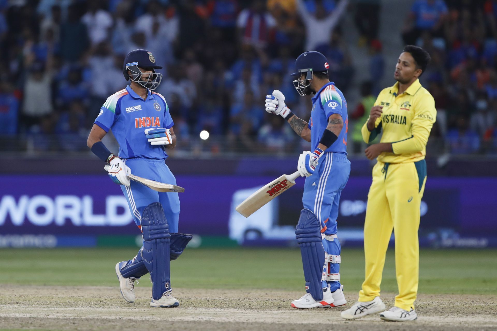 Axar Patel added 44 runs for the fourth wicket with Virat Kohli in the 2025 Champions Trophy semi-final. [P/C: Getty]