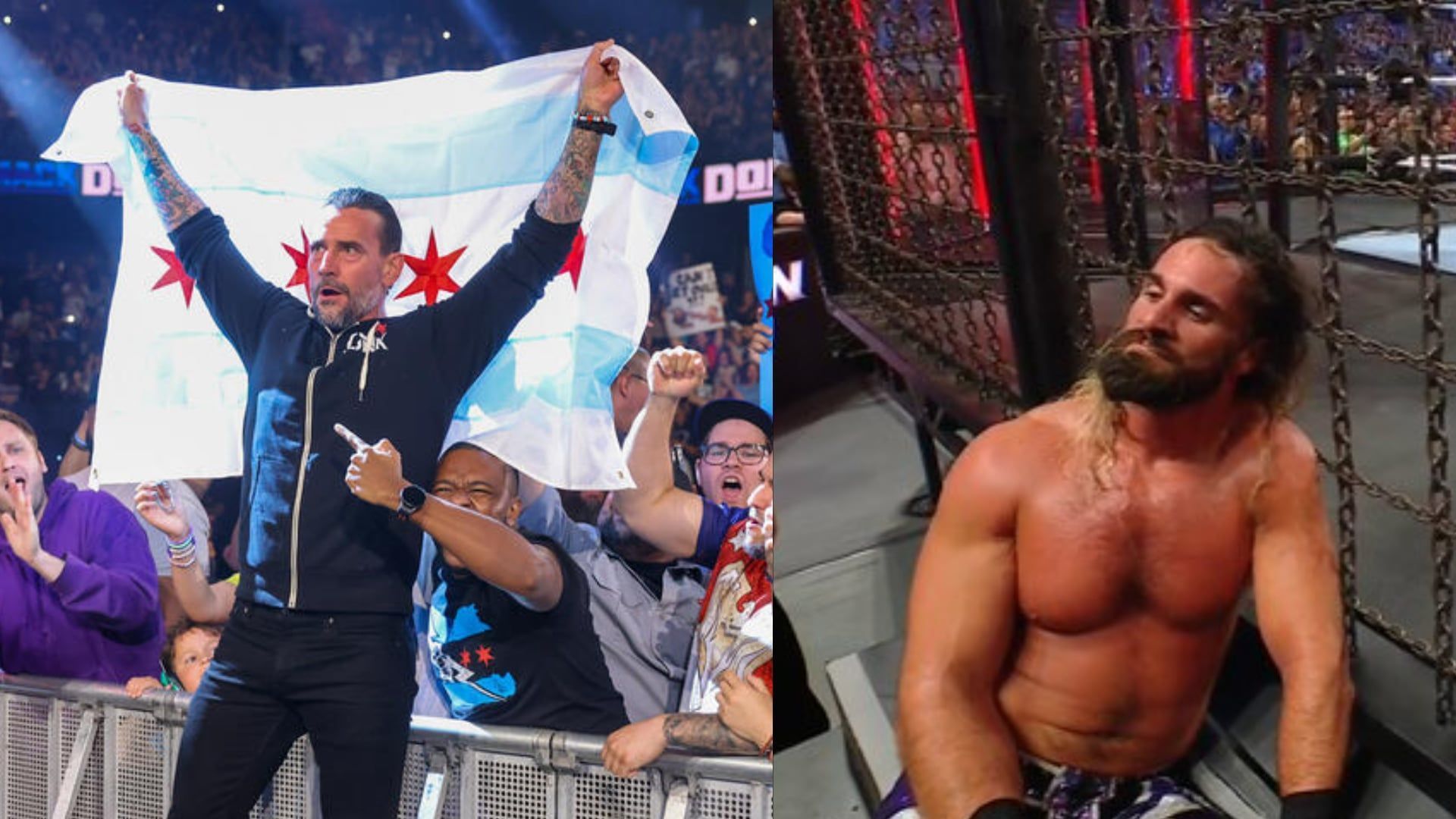 CM Punk and Seth Rollins at Elimination Chamber 2025 [Image credits: WWE