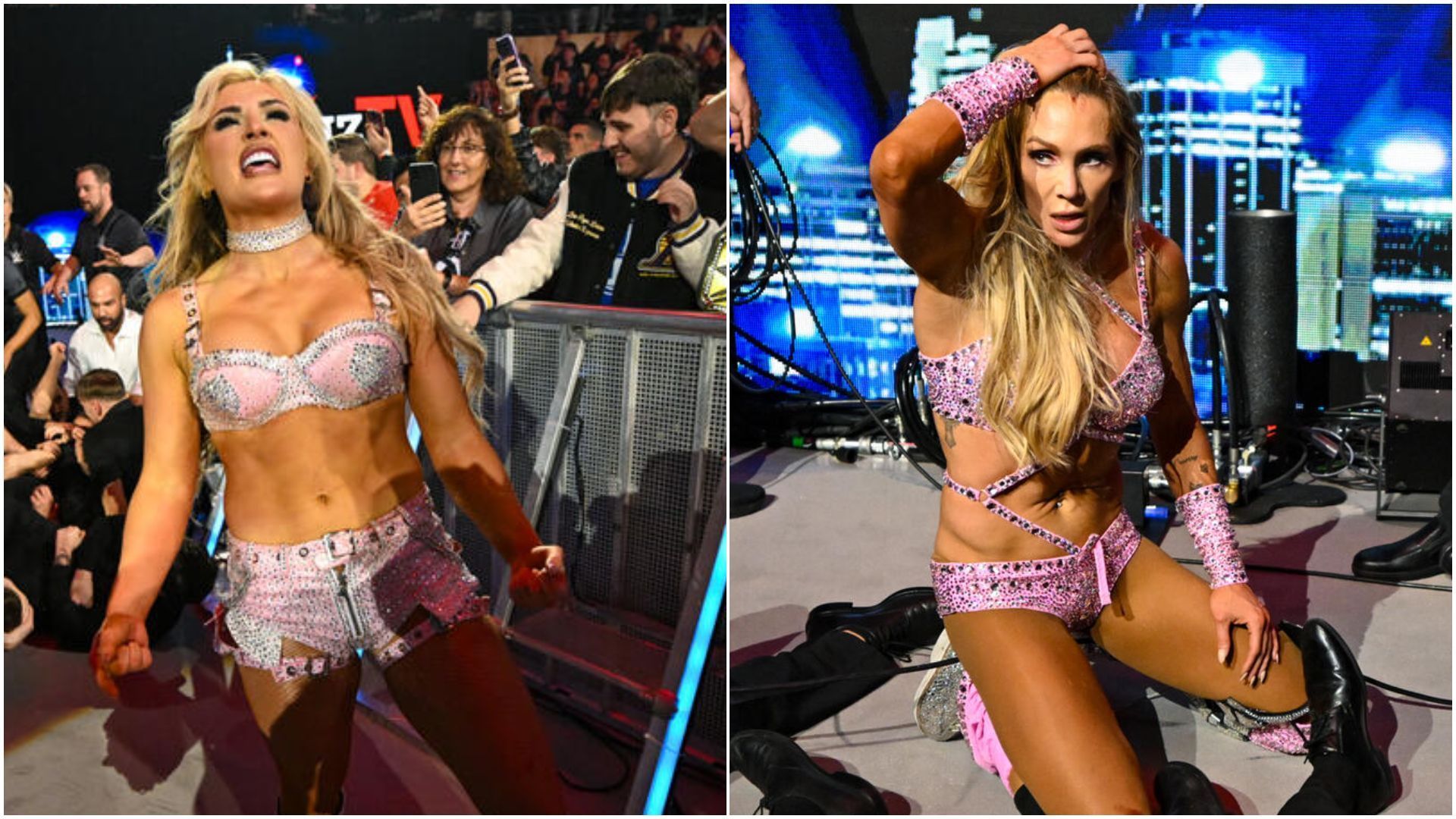 Tiffany Stratton (left), Charlotte Flair (right). [Photos credit - WWE.com]