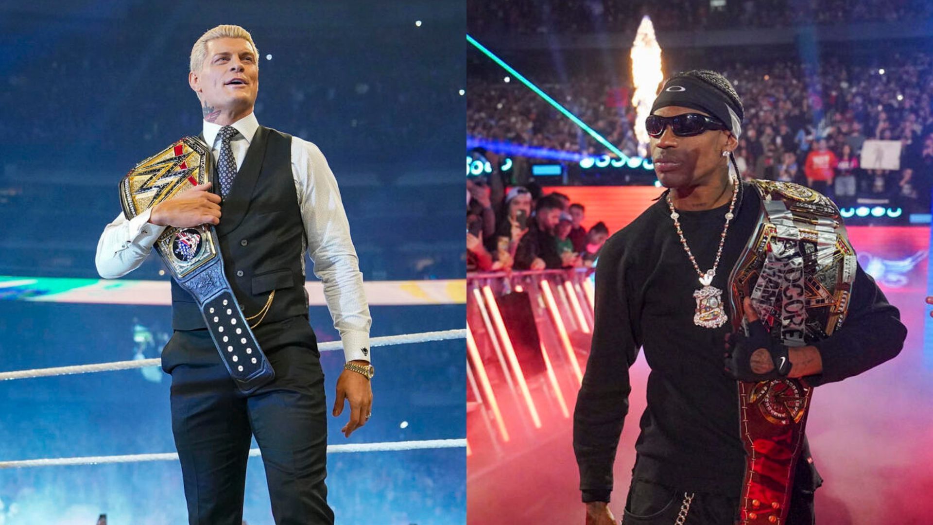 Cody Rhodes and Travis Scott at WWE Elimination Chamber 2025! [Image credits: WWE.com]