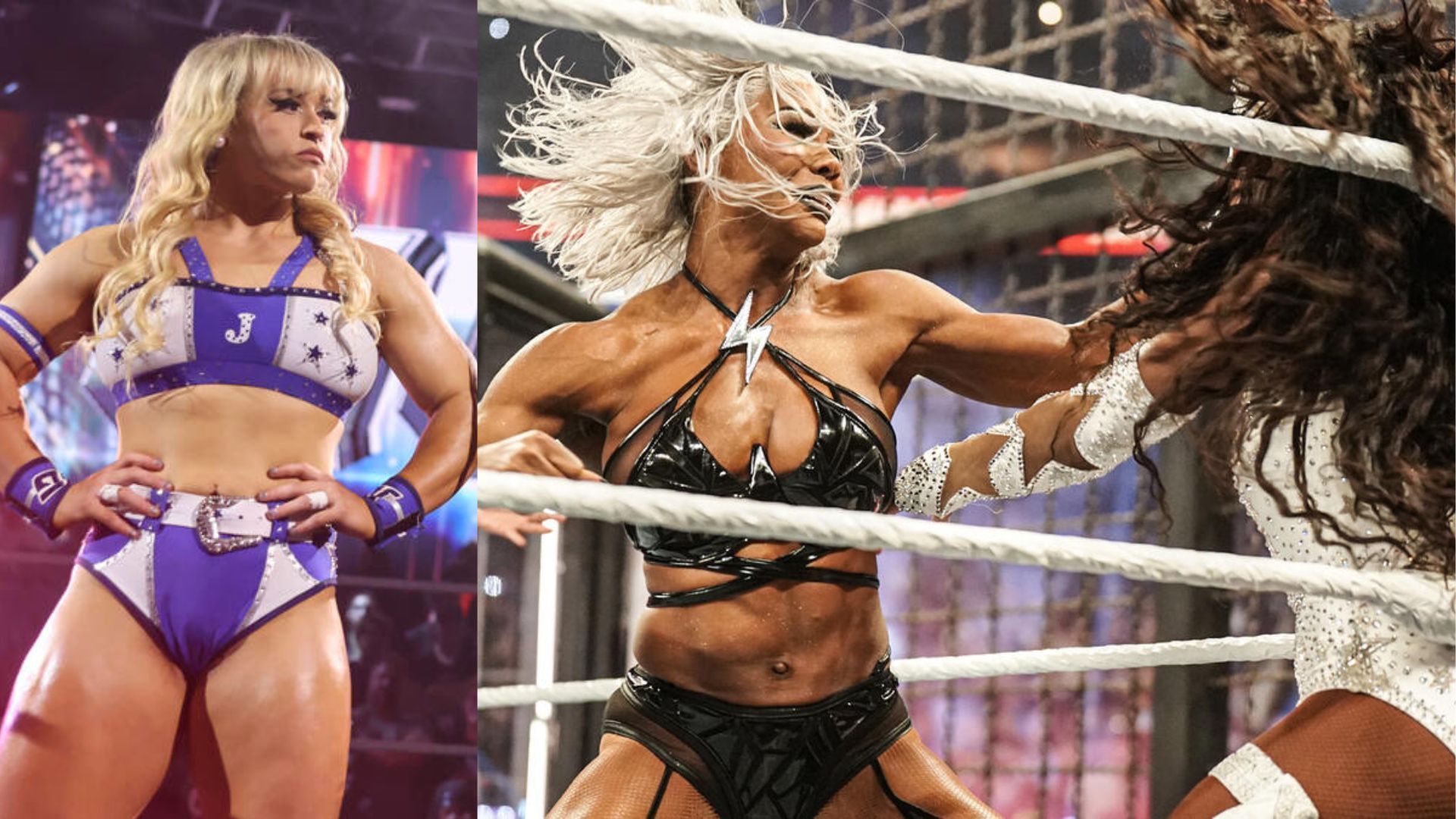 Jordynne Grace (left), Jade Cargill attacking Naomi (right) (Image Credits: WWE.com)