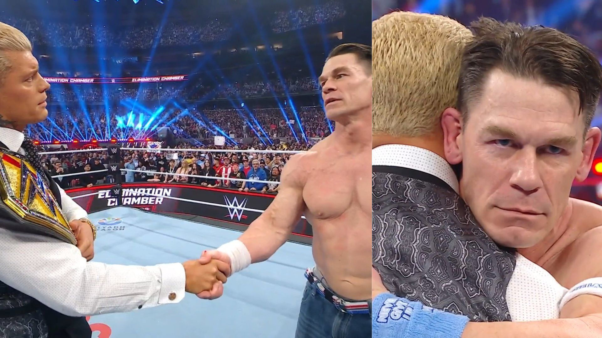 John Cena and Cody Rhodes at Elimination Chamber 2025 [Image Credits: WWE