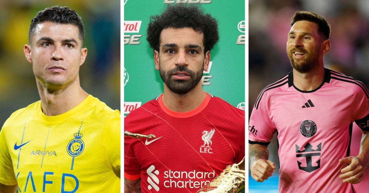 From left to right: Cristiano Ronaldo, Mohamed Salah, Lionel Messi