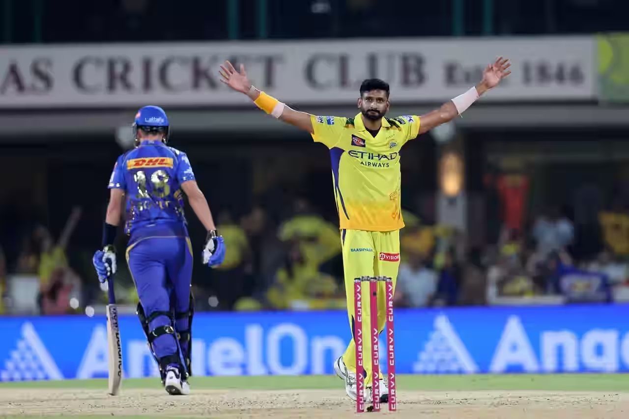 Khaleel Ahmed registered figures of 3/29 in four overs in CSK&#039;s IPL 2025 win against MI. [P/C: iplt20.com]