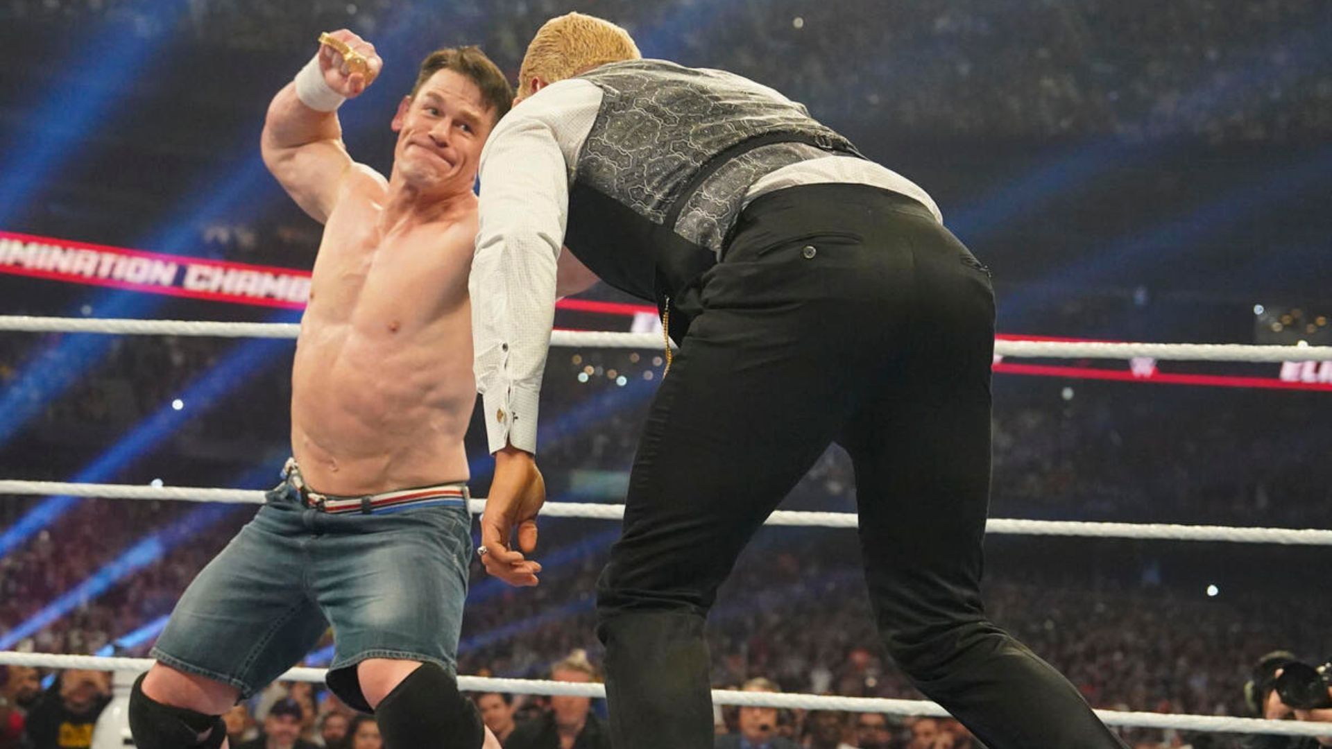 John Cena attacking Cody Rhodes (Image Credits: WWE.com)