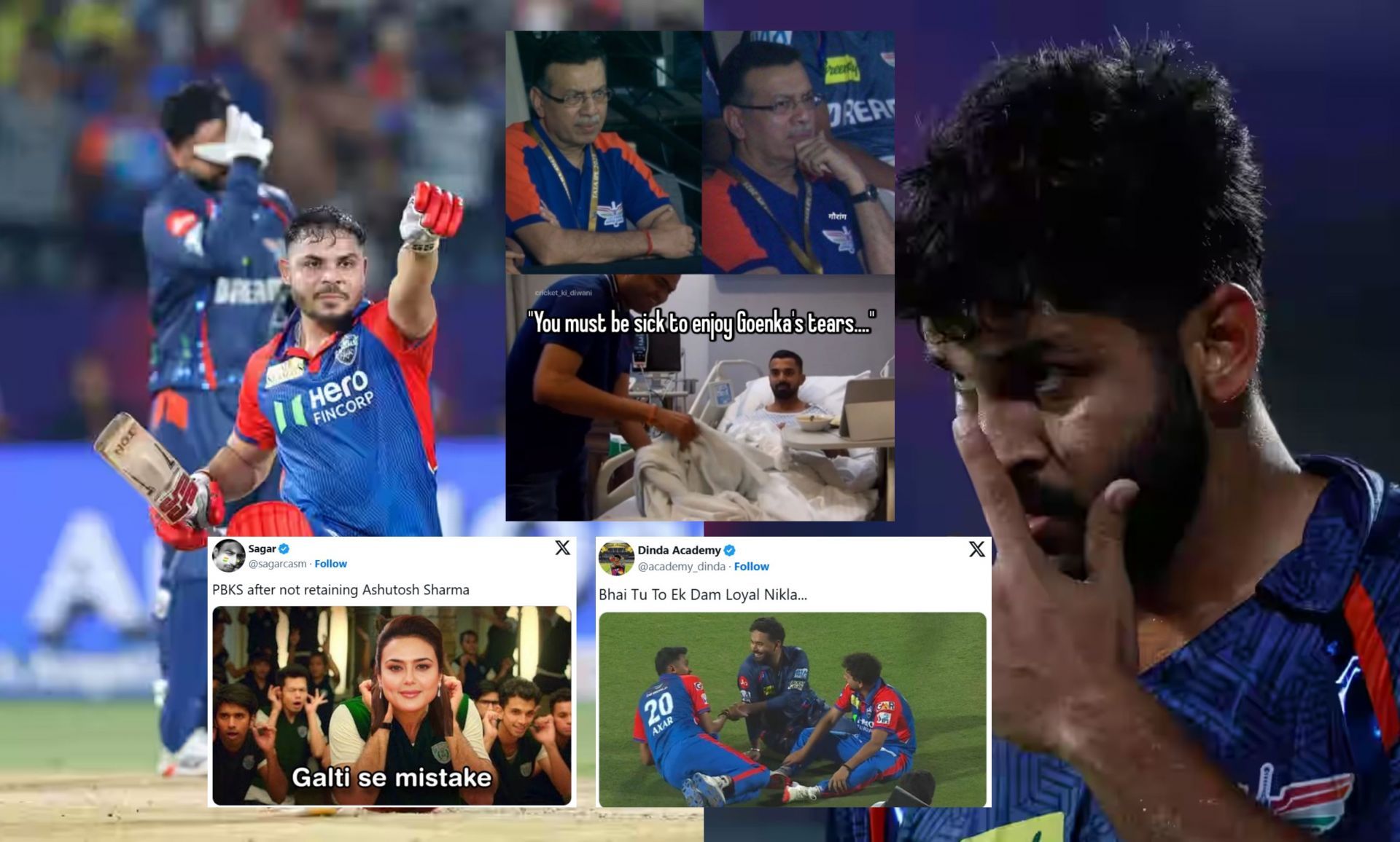 Top 10 funny memes from the latest IPL match. (Images: Bcci.tv, X - @sagarcasm, @academy_dinda, @meme_ki_diwani)