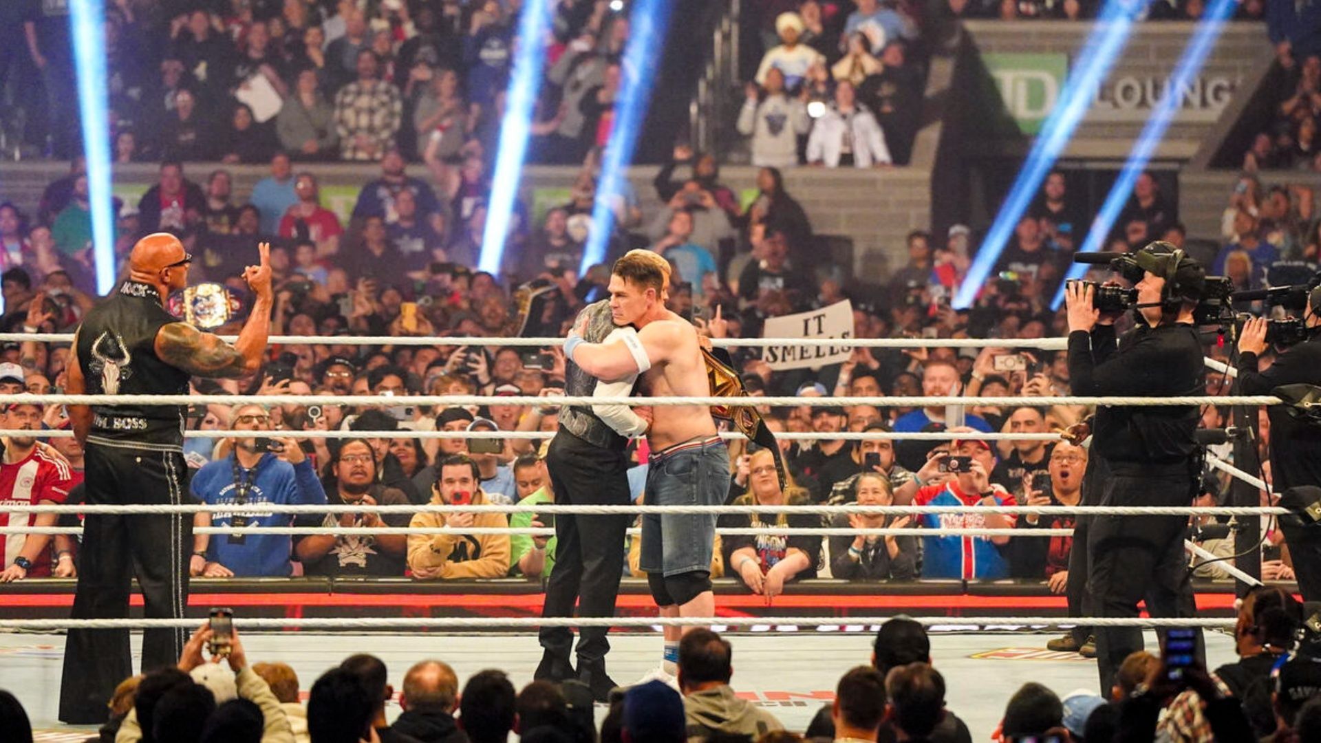 The Rock signaled John Cena to turn heel at Elimination Chamber (Image via WWE.com).