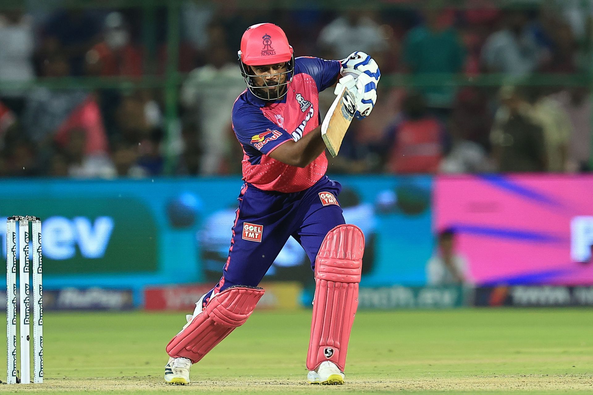 Sanju Samson plays a shot during the 2024 IPL. Source: Getty