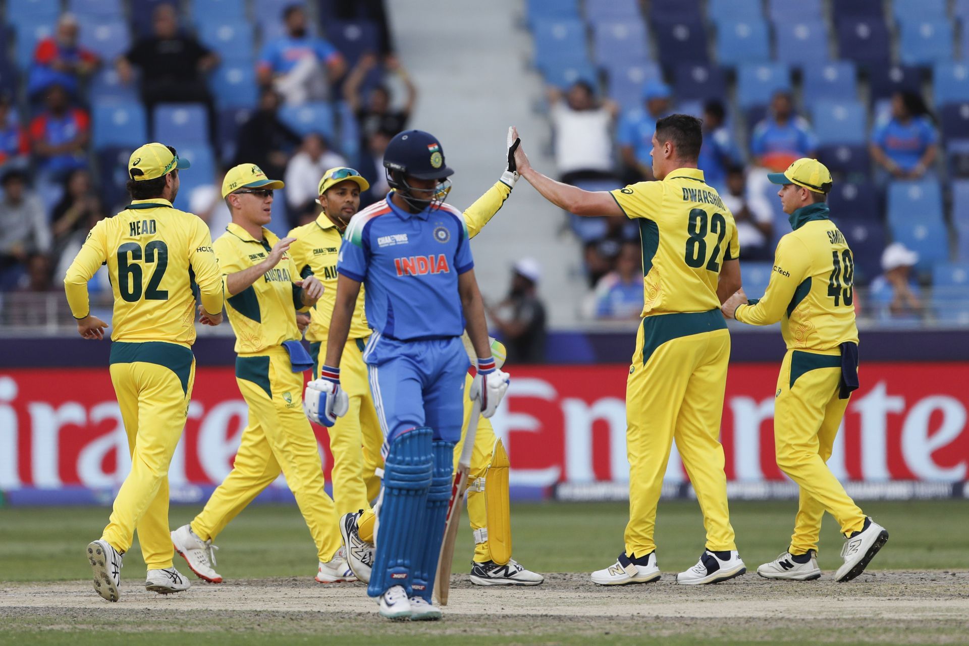 Shubman Gill has been dismissed for single-digit scores in his last two innings in the 2025 Champions Trophy. [P/C: Getty]