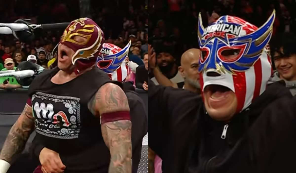 Masked figure attacked Rey Mysterio on WWE RAW tonight. Photo credit: (Screenshot)WWE