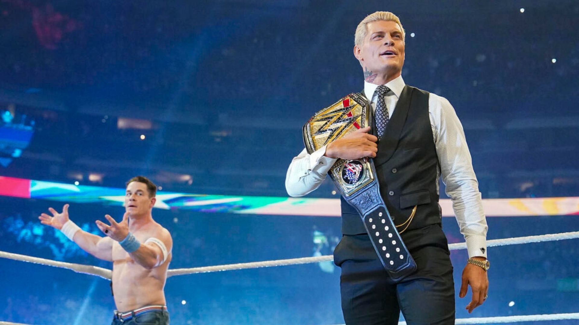 Cody Rhodes and John Cena at Elimination Chamber [Image credits: WWE.com]