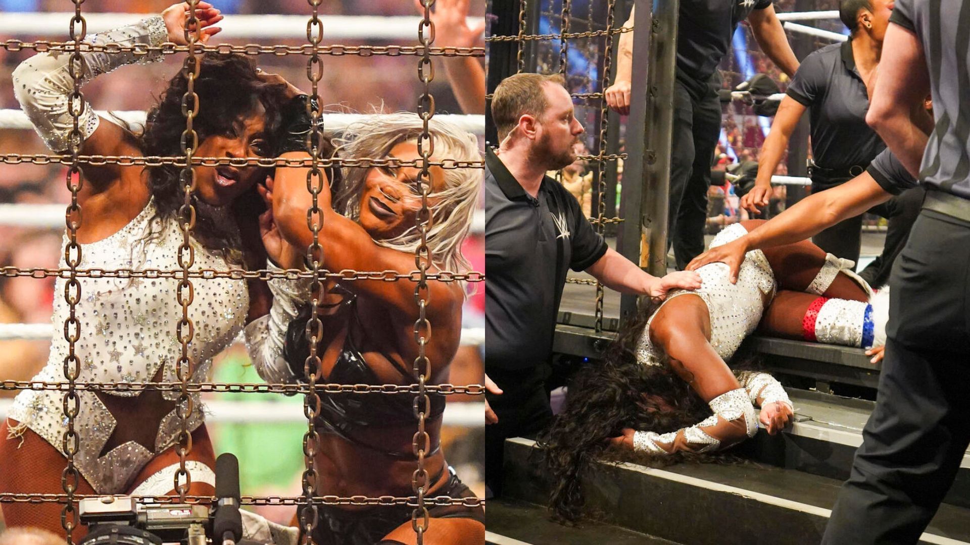 Cargill returned to attack Naomi at Elimination Chamber. [Image credits: WWE.com]