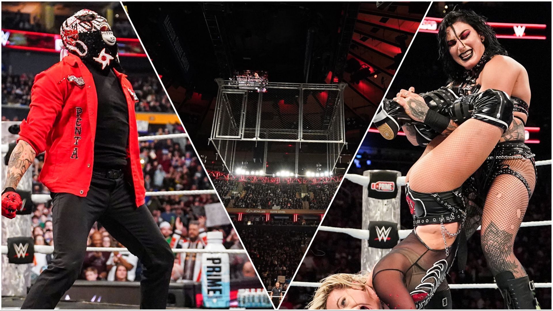 Steel Cage hangs at WWE RAW, Penta and Rhea Ripley in action