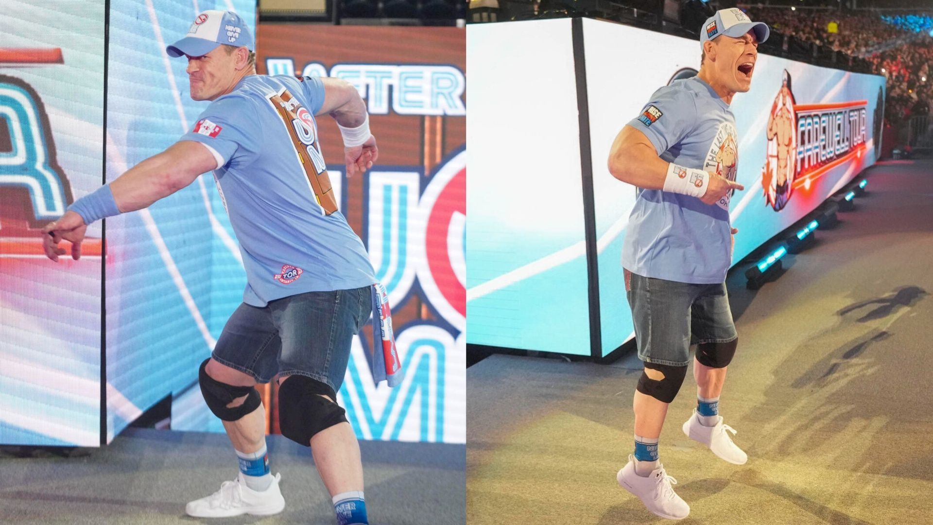 John Cena makes his entrance at Elimination Chamber (Images via WWE.com).