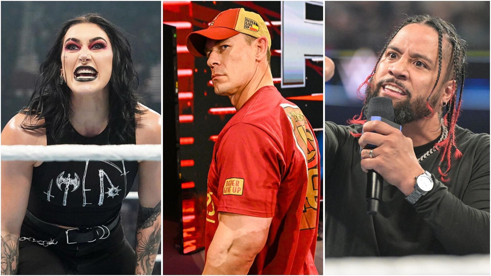 Rhea Ripley, John Cena, Jimmy Uso