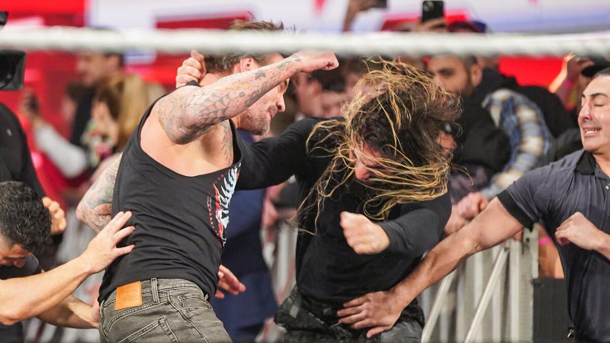 CM Punk and Seth Rollins brawled on WWE RAW. (Photo: WWE.com)