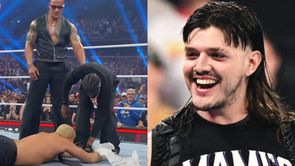 Dominik Mysterio laughs at Cody Rhodes after he's attacked by celebrity at Elimination Chamber