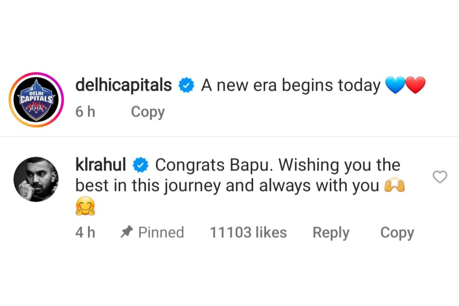 KL Rahul posts heartfelt comment for Axar Patel (Image via Instagram-@delhicapitals)