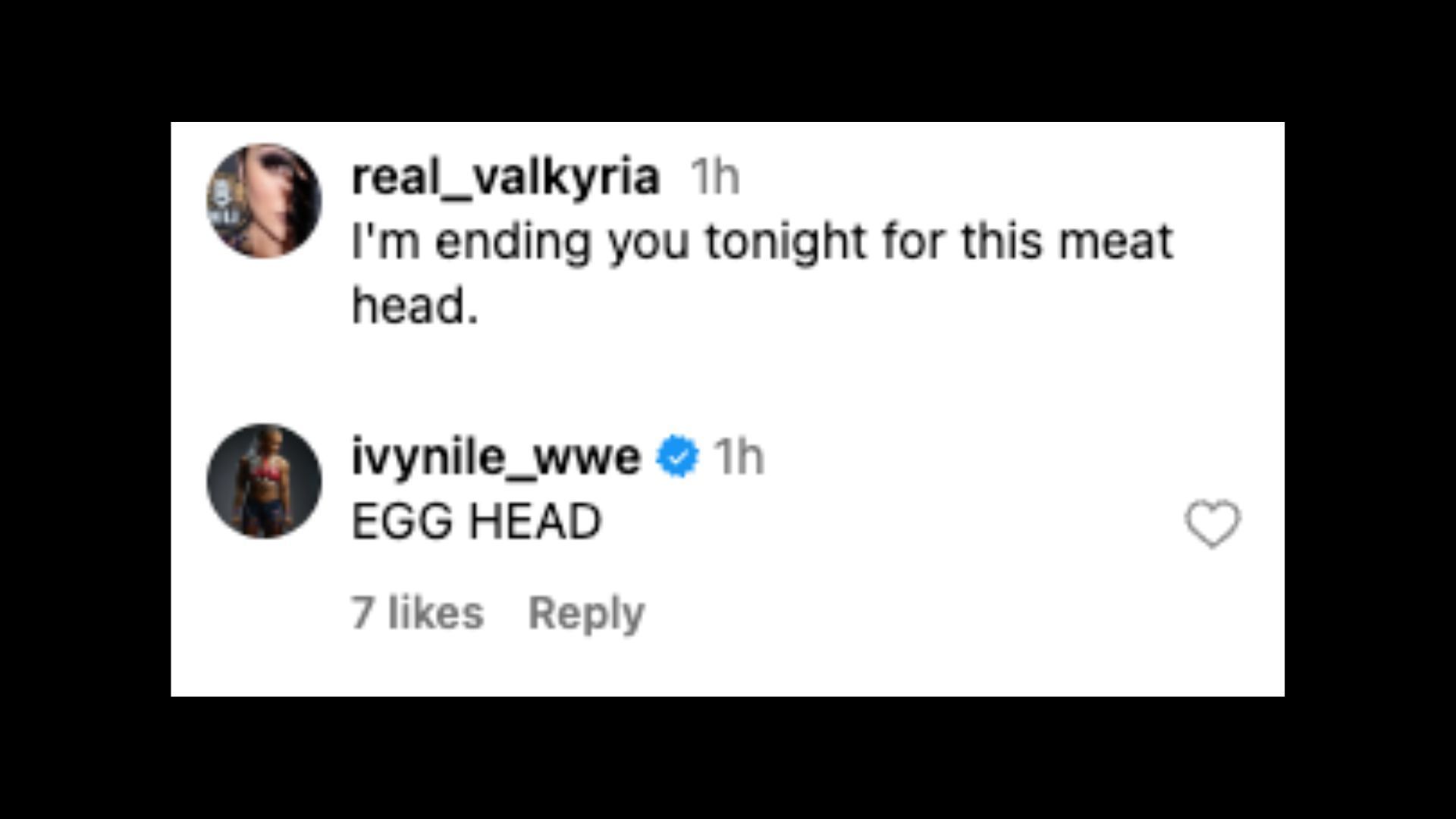 Ivy Nile fires back at the champion on Instagram. [Image credit: Lyra Valkyria&#039;s Instagram]