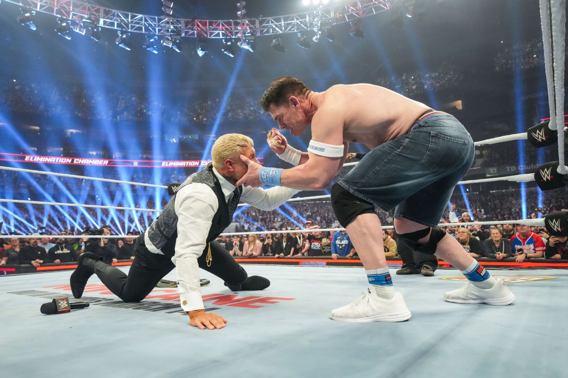 Rhodes and Cena during Elimination Chamber - Source: Getty