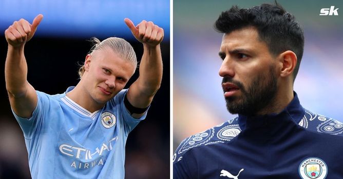 Sergio Aguero responds when asked if Erling Haaland will break his Manchester City goals record